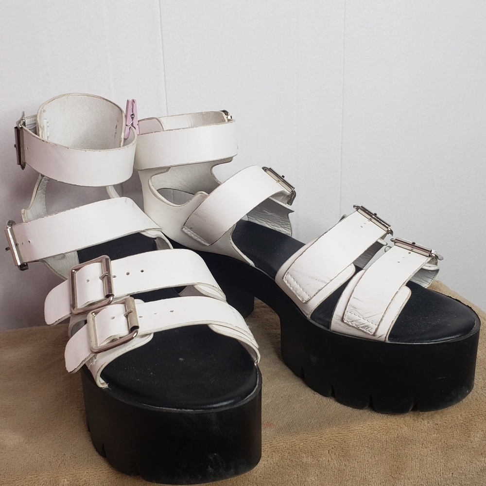 White platform sandals